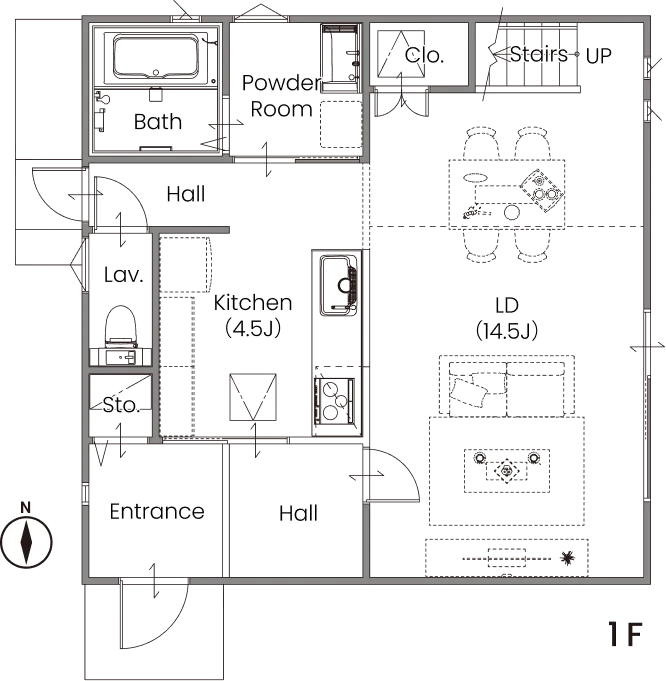 TYPE 8x8 1F間取り図(LD・キッチン・浴室・玄関)